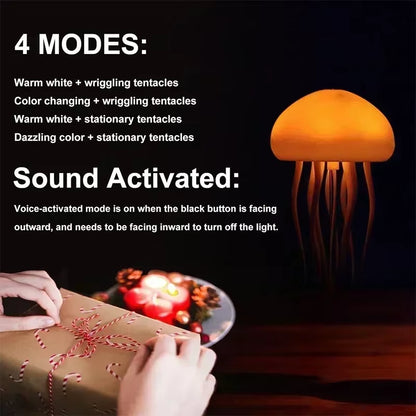 Cartoon Dancing Jellyfish Night Light RGB Gradient Cute Jellyfish Bedside Lamp Voice Control Type-C Charging LED Night Lamp